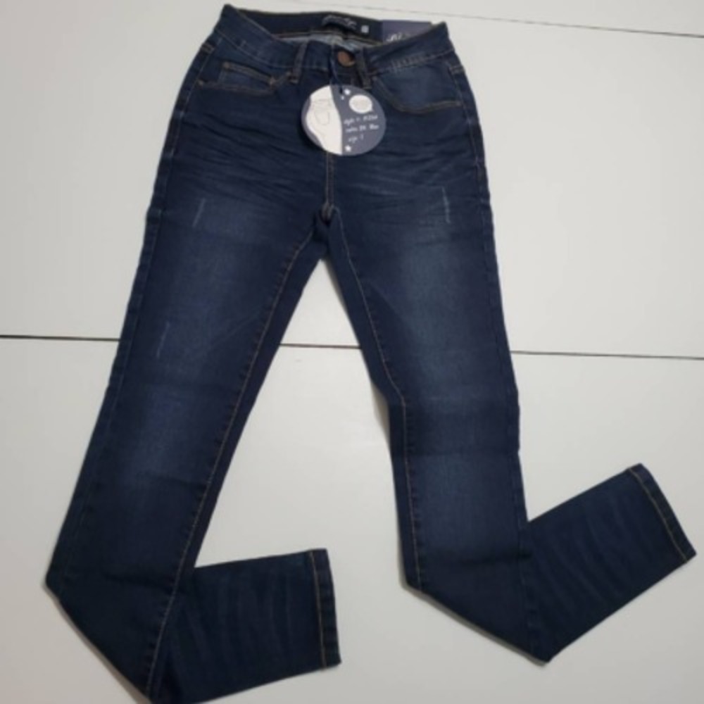 Blue Age Denim Collection Womens Slim Skinny Jeans Blue Whiskered Juniors 9 New